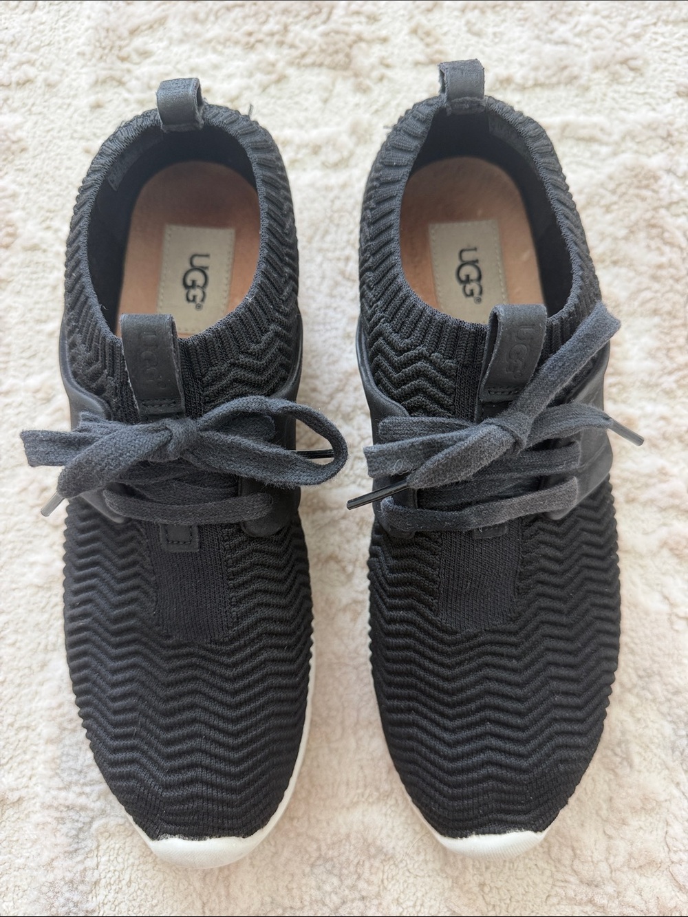 UGG Men's Black Knit Chevron Lace-Up Sneakers